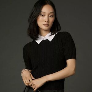 Anthropologie Short-Sleeved Collared Sweater